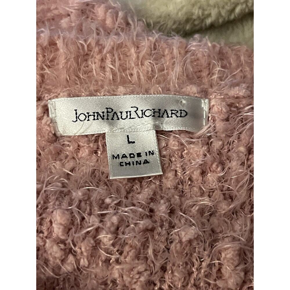 John Paul Richard Pink Sweater Eyelash Size Large Boucle Popcorn JPR Hi-Low - Picture 6 of 7